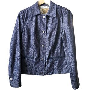 Peck & Peck Weekend Jacket Women's Size 10‎ Black Blue Leopard Animal Print